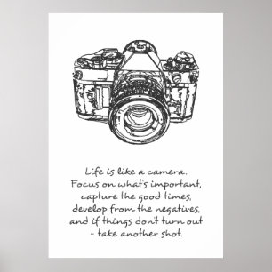 La vie est comme un poster de citation de caméra