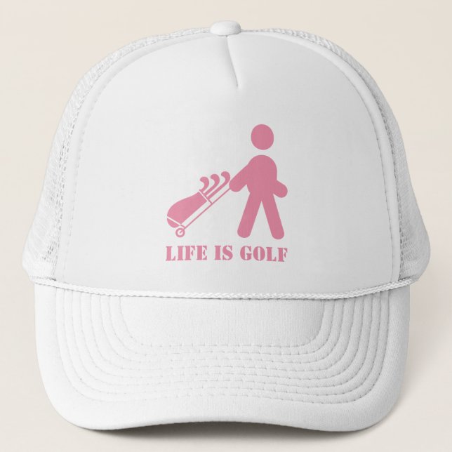 La vie est Golf Golfer Rose White Casquette de bal (Devant)