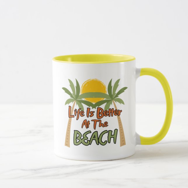 La Vie Est Meilleure À La Mug De Café De Plage (Droite)