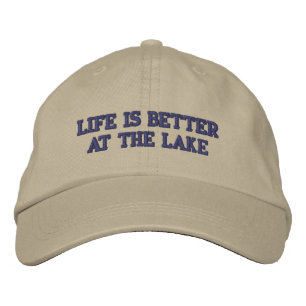 La vie est meilleure au lac casquette beige brodée