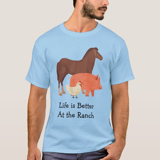 La vie est meilleure au T-shirt du Ranch (Devant)