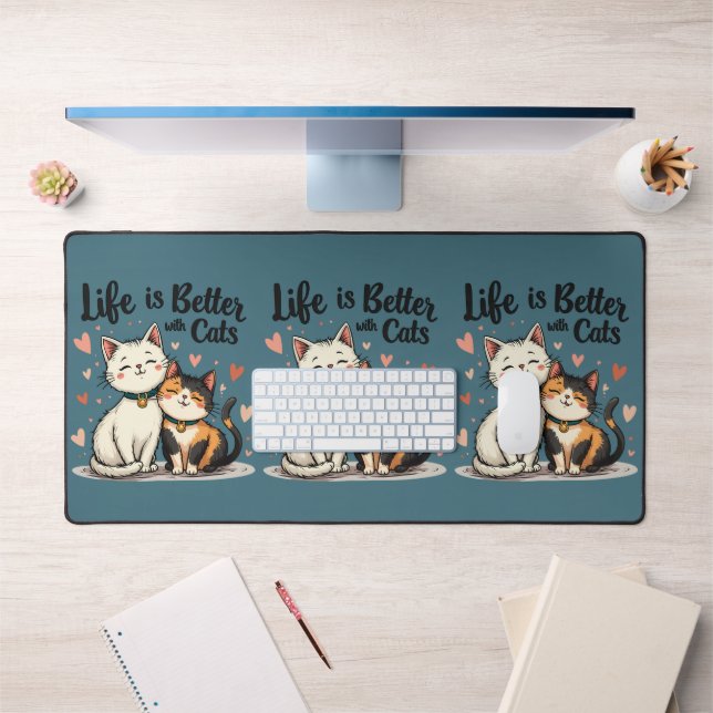 La vie est meilleure avec les chats mignonne Chat  (Bureau 1)