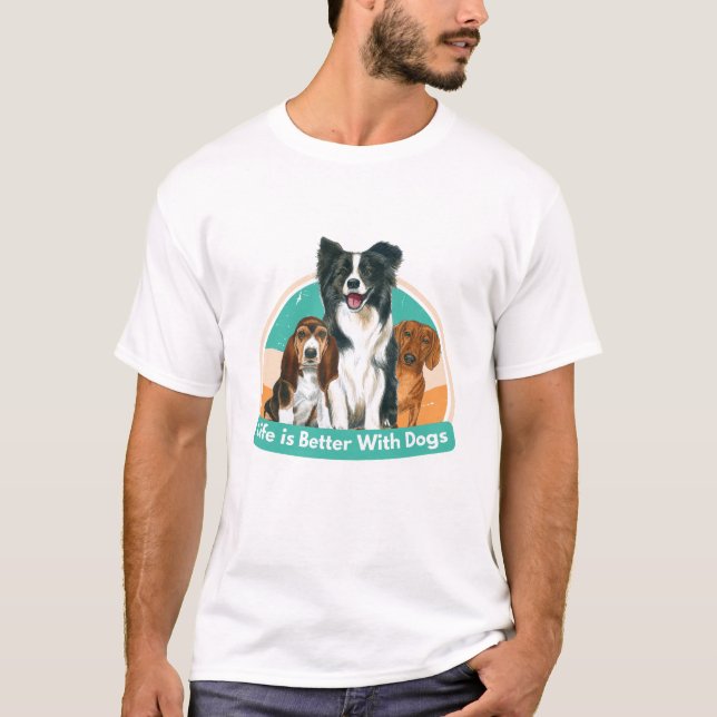 La vie est meilleure avec les chiens | T-shirt gra (Devant)