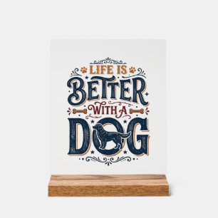 La vie est meilleure avec un chien dessin de gravu