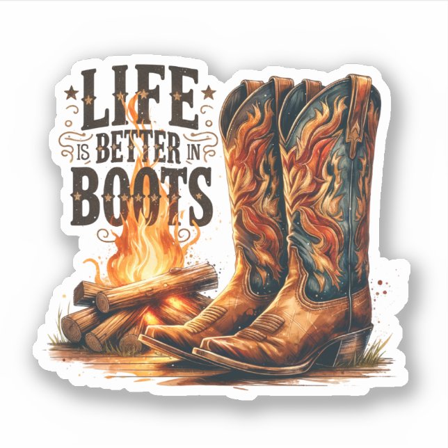 La vie est meilleure dans Boots Vinyl Sticker (Devant)