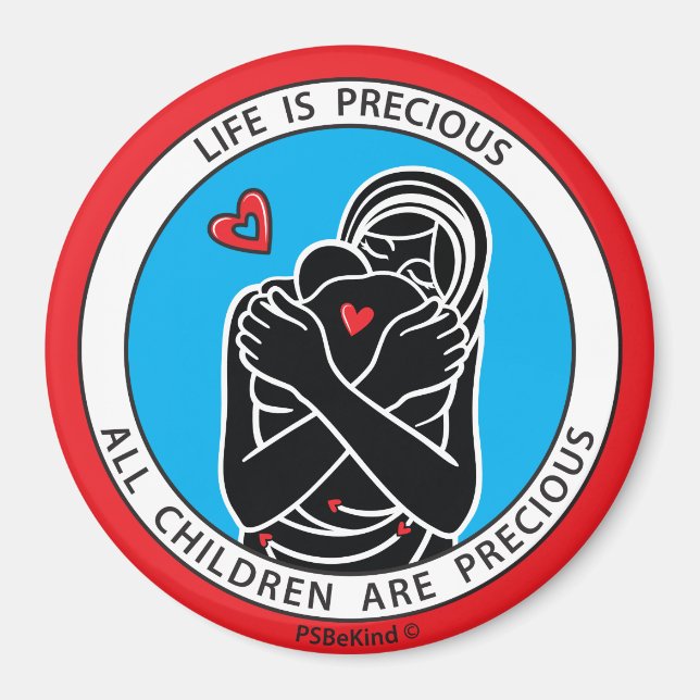 La Vie Est Précieuse 2 Rouge_3" Magnet Rond (Devant)