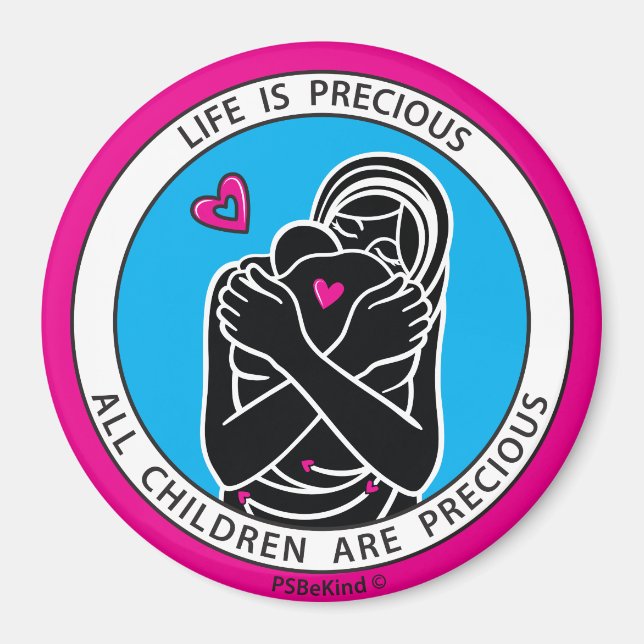 La Vie Est Un Aimant Rond De 2 Pink_3" Précieux (Devant)