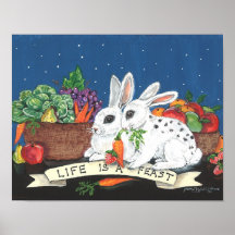 "La vie est un festin" Poster de lapin mignon