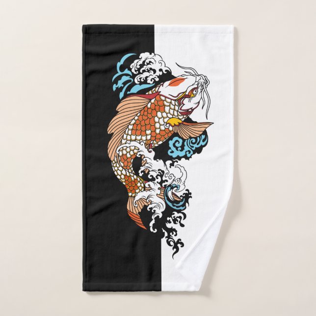 La vie est une question d'équilibre. Poisson koi c (Serviette à main)