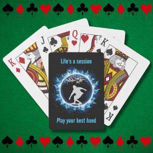 La vie est une session Cartes à jouer Skateur Blue