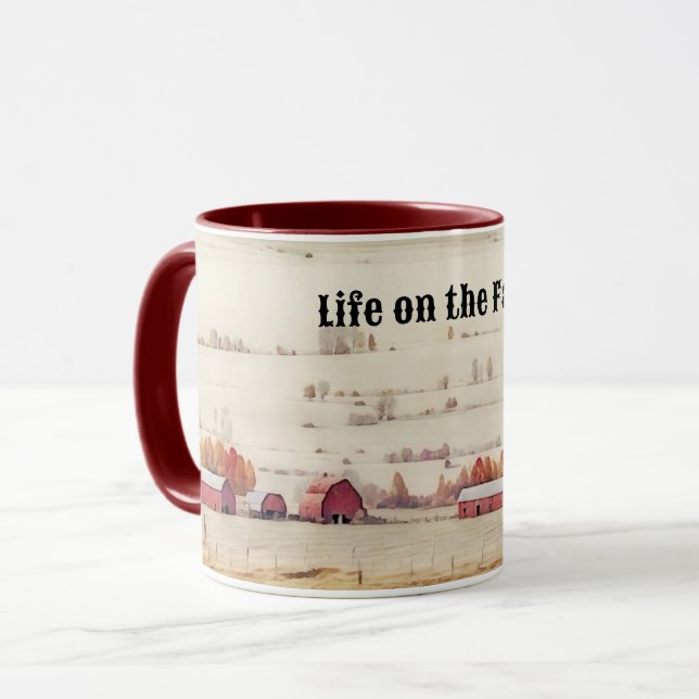 La vie sur la ferme Red Barn Art Mug Cup (Devant gauche)