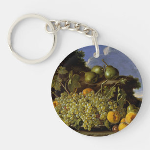 La vie toujours avec le plat des raisins, pêches,