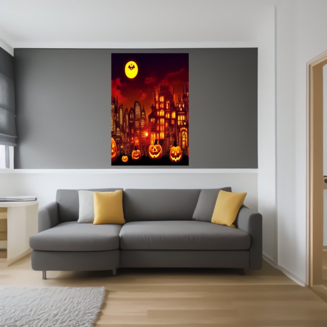 La ville citrouille d'Halloween | AI Art Poster (Créateur téléchargé)