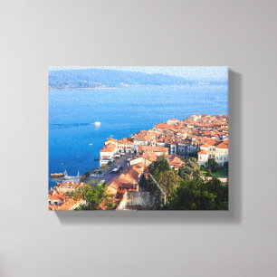 la ville d'Arona et le lac Majeur sur toile prin