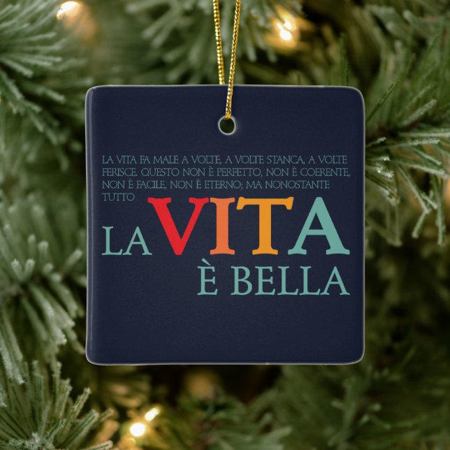 La vita è bella keramikornament (Baum)