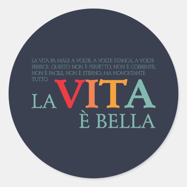 La vita è bella runder aufkleber (Vorderseite)