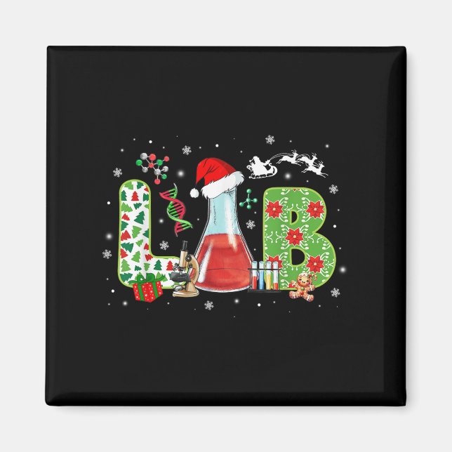 Lab Christmas Laboratory Technician Science Xmas S Magnet (Vorne)