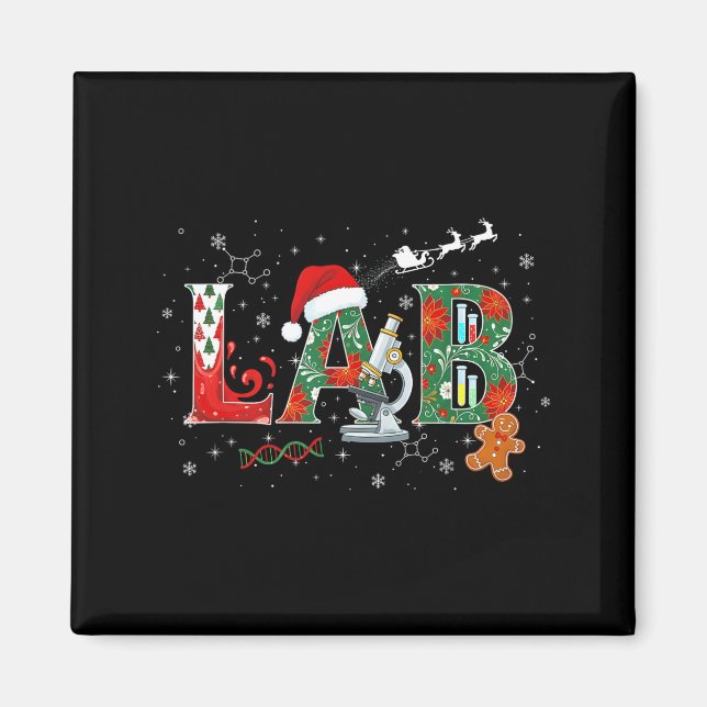 Lab Christmas Laboratory Technician Science Xmas S Magnet (Vorne)