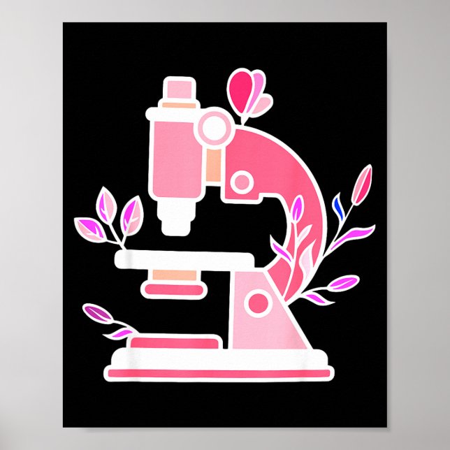 Lab Science Floral Microscope Biologist Science Va Poster (Vorne)