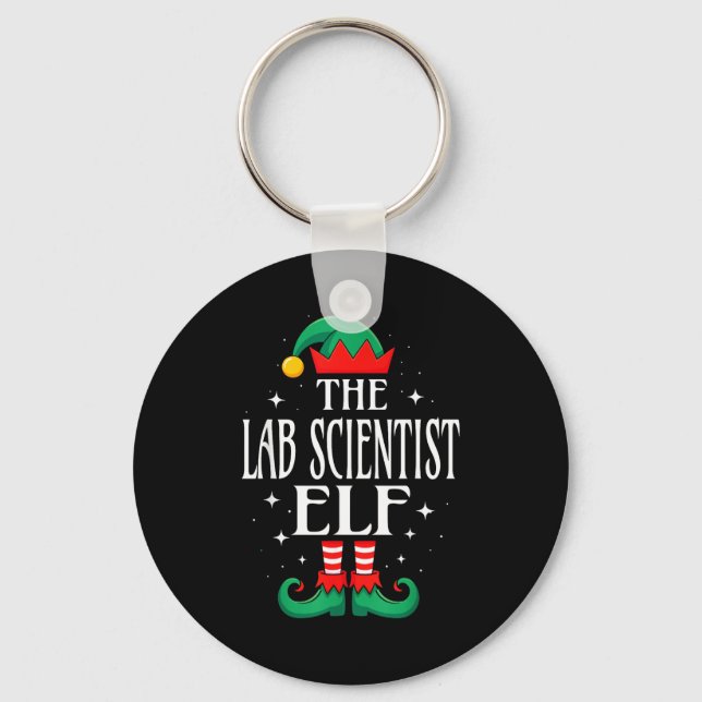 Lab Scientist Elf Job Title Funny Christmas Matchi Schlüsselanhänger (Vorderseite)