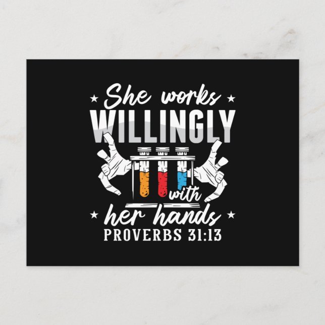 Lab Tech She Works Willingly Laboratory Technician Postkarte (Vorderseite)