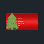 Label Address Christmas Tree on Red Adressaufkleber<br><div class="desc">Label Sticker Weihnachtsbaum auf Red Simple. Adressgeschäftliche Personal</div>
