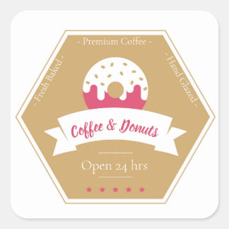 Label "Donut Shop" Quadratischer Aufkleber