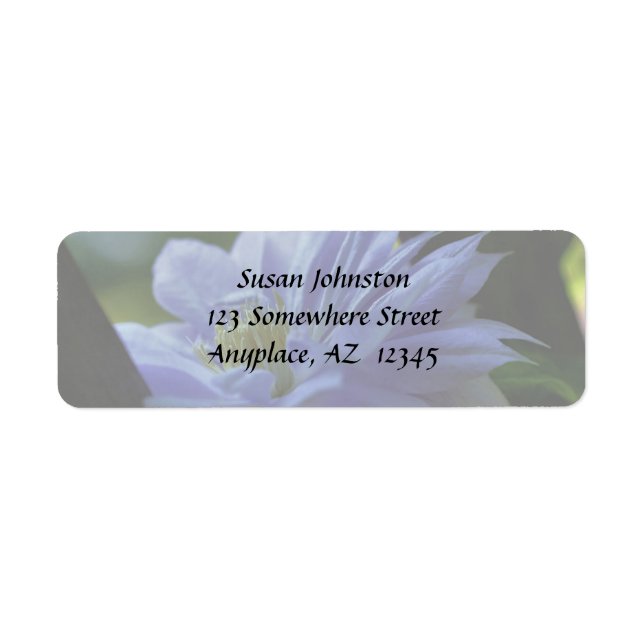Label für die Blume von Lavender Clematis (Vorne)