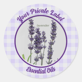 Label Lavender Gingham Private Essential Oils Runder Aufkleber