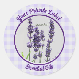 Label Lavender Gingham Private Essential Oils Runder Aufkleber