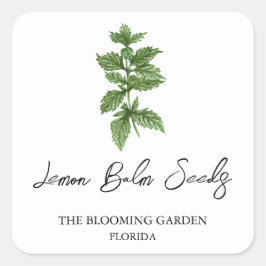 Label Lemon Balm Seeds Quadratischer Aufkleber