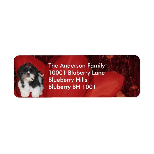 Label-Rücksendeadresse Shih Tzu & Blume (Vorne)