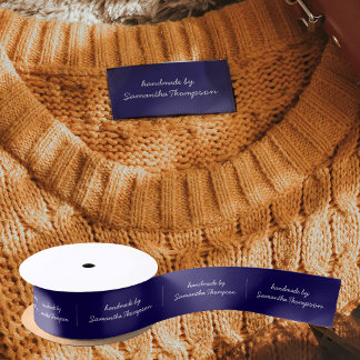 Labels Clothing Tags Handmade Items Script Blue Satinband