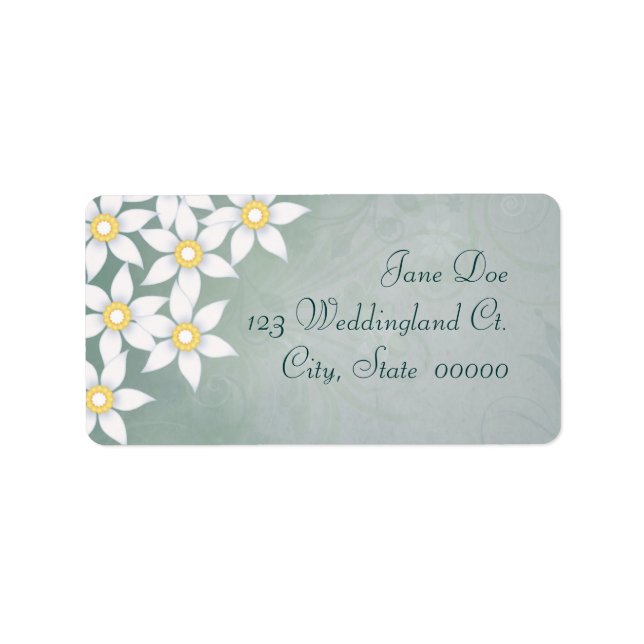 Labels für Blumenbezeichnungen in weißen Blume Adressaufkleber (Vorne)