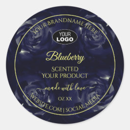 Labels für Blumenprodukte mit dunkelblauen Rose Runder Aufkleber
