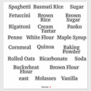 Labels für die Behälter für die Vorratsspeicher