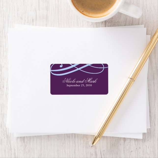 Labels für die blaue Gastgeschenk Hochzeit Pflaume Adressaufkleber (Insitu)