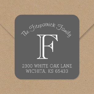 Labels für die Monogram-Quadrat-Adresse der Famili Quadratischer Aufkleber