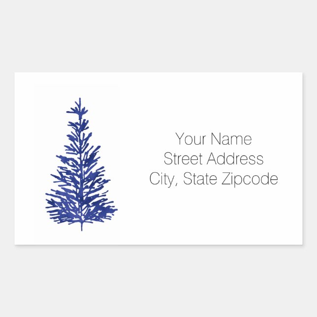 Labels für Indigo Pine Tree Rechteckiger Aufkleber (Vorderseite)