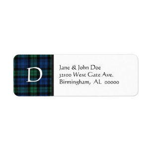 Labels für Karierte Monogramm-Adressen von Tartan