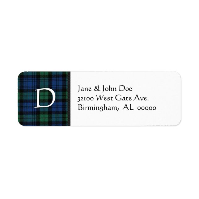 Labels für Karierte Monogramm-Adressen von Tartan (Vorne)