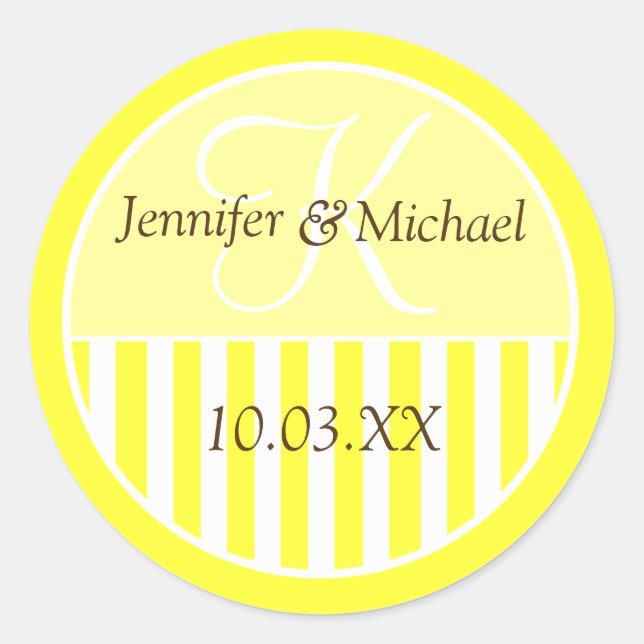 Labels für Mit Monogramm Gastgeschenk Hochzeiten Runder Aufkleber (Vorderseite)