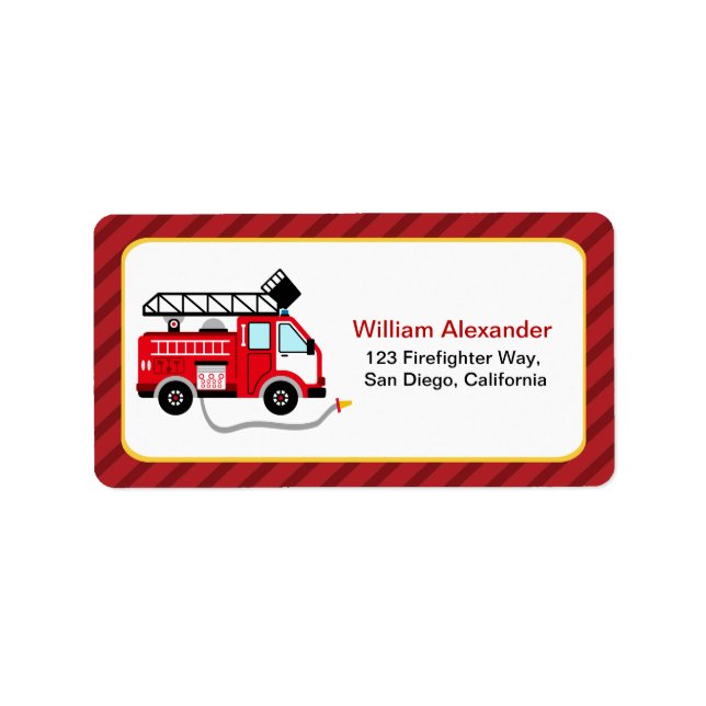 Labels für niedliche Firefighter-Adressbezeichnung Adressaufkleber (Vorne)