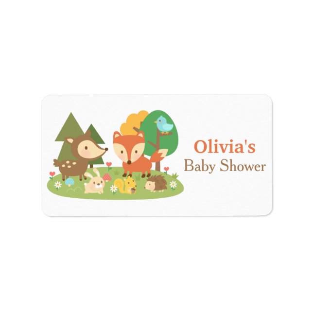Labels für niedliches Woodland Animal Baby Dusche  Adressaufkleber (Vorne)