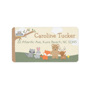 Labels für niedliches Woodland Animal Baby Dusche  Adressaufkleber