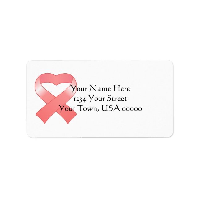 Labels für rosa Ribbon-Herzadressen Adressaufkleber (Vorne)