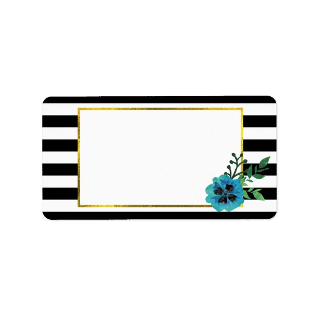 Labels für schwarze Streifen und blaue Floral Adressaufkleber (Vorne)
