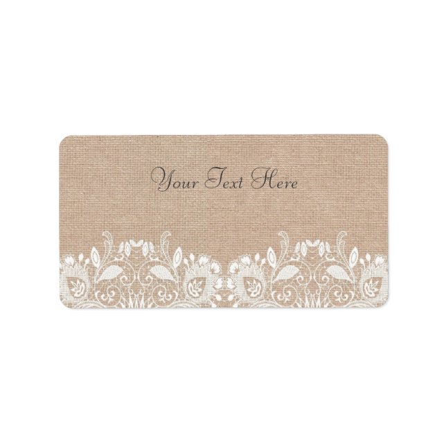 Labels für Vintage Burlap- und Spitzenadressen Adressaufkleber (Vorne)