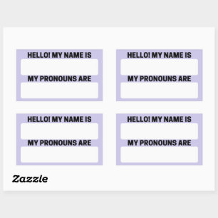 Labels "Lavender Blue Name & Pronoun" Rechteckiger Aufkleber