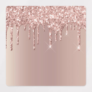 Labels mit Rose Gold Blush Glitzer Sparkle Tropfen Etiketten